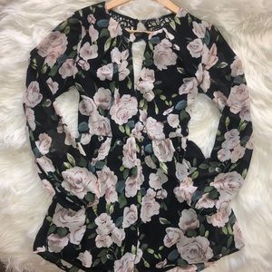 Floral Lace Back Jumper Romper